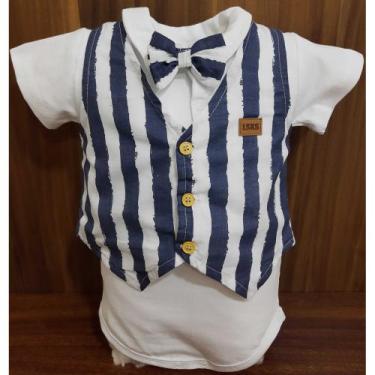 Imagem de Kit Luxo Body Curto + Colete + Gravata Bebê Menino Ref. 7337 - Lessa K