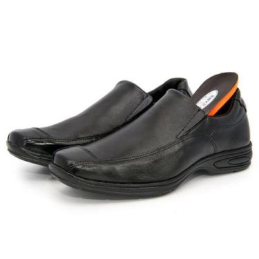 Imagem de Sapato Social Mocassim Liso Masculino Confort Gel Couro Preto - BR2 Ca
