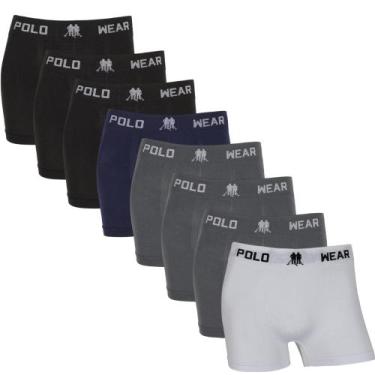 Imagem de Kit 8 Cuecas Boxer Polo Wear Microfibra Sem Costura Elastano, 03 preta