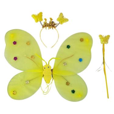 Imagem de Kit Asa De Borboleta Com Tiara Varinha e Luzes Led