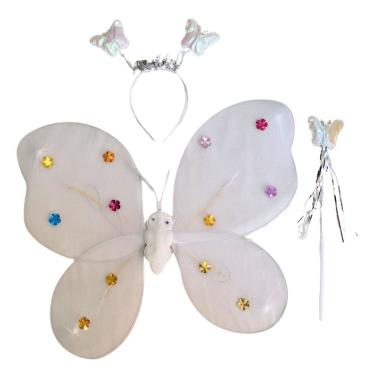 Imagem de Kit Asa De Borboleta Com Tiara Varinha e Luzes Led
