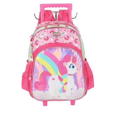 Imagem de Mochila de Rodinhas Com Alça Luxcel Up4You Unicórnio Pink