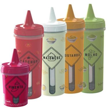 Imagem de Kit bisnagas para ketchup, maionese, mostarda, molho e pimenta Plasuti