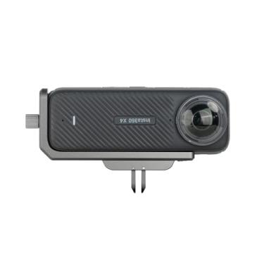 Imagem de SUREWO Gaiola de moldura de alumínio para Insta360 X4, moldura de tiro horizontal com suportes de duas pernas e orifícios roscados padrão de 1/4 compatível com Insta360 X4 - Oferece novas perspectivas