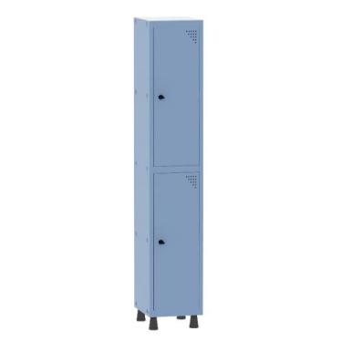 Imagem de Armário Guarda Volume Locker Roupeiro 1 Vão 2 Portas Aço GRP501/2 Azul