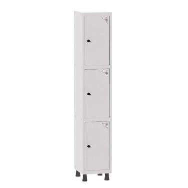 Imagem de Armário Guarda Volume Locker Roupeiro 1 Vão 3 Portas Aço GRP501/3 Bran
