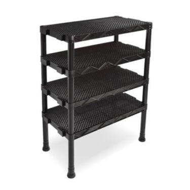 Imagem de Estante Atena Rattan Lateral 4 Níveis Preta Desmontável - N Variedades