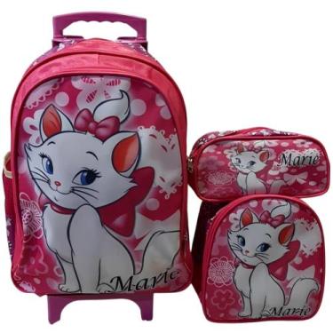 Imagem de Mochila Escolar Gatinha Marie com Rodinhas com Lancheira termica e est