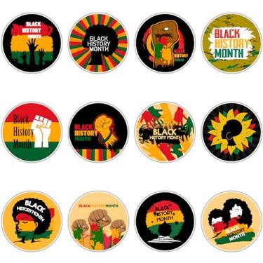 Imagem de ParsNuntio Black History Month Fridge Magnets Sticker 2 Inches - Black History Themed Refrigerator Magnets for Whiteboard, Classroom Blackboard, Kitchen, Office, Home and Cabinet - Set of 12