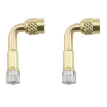 Imagem de ZZHXSM 2 peças de extensão de válvula de pneu adaptadores de latão haste de extensão de bocal de ar com vedação de borracha e adaptador de carretel de tampa de vedação, adequado para bicicletas,