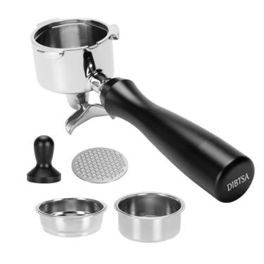 Imagem de Filtro portátil de 51 mm, bico duplo de 3 orelhas, compatível com Dedica EC680 e EC685 e máquinas de café SMEG e EUPA, inclui cesta de filtro de 12 g 16 g e tela de disco, cabo de alumínio anodizado