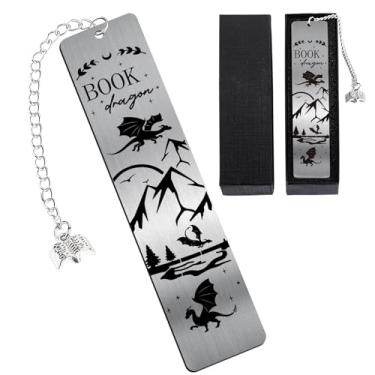 Imagem de Berirexrion Marcador de livro de dragão de quarta asa - Marcador de livro legal dragão fantasia metal para homens preto quarta asa dragão marcas de livros amantes de livros fãs estudantes acessórios