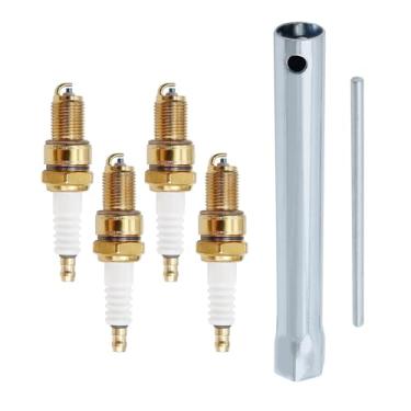 Imagem de 4 velas de ignição F7TC GX120 GX160 GX200 GX240 GX270 GX340 GX390 velas de ignição com chave inglesa para gerador de motor de 4 tempos, cortador de grama, motosserra, trator, bomba de água,