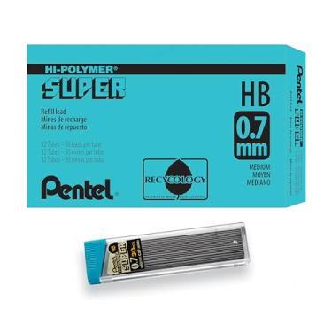Imagem de Pentel Refil de chumbo super de alto polímero, 0,7 mm médio, HB, 360 peças de chumbo (C27-HB), cinza