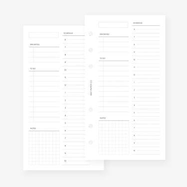 Imagem de Refil diário pessoal sem data com agenda de meia hora em uma página para Filofax Personal, refil de agenda LV MM 6 furos 9 x 16,75 cm