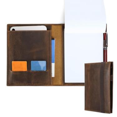 Imagem de Contacts Portfólio de couro de flor integral para homens, bloco de notas, organizador de pastas, fichário, suporte para iPad de 7,9 polegadas e documento tamanho A5
