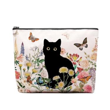 Imagem de CEASQVAA Presentes de cavalos para mulheres, bolsa de maquiagem para cavalos, amantes de cavalos, cowgirl, bolsa de viagem equestre, bolsa cosmética para cavalos, ferradura, objetos de cavalo, Cat3