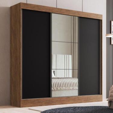 Imagem de Guarda Roupa Casal com Espelho 3 Portas de Correr 100 MDF Michigan Dor