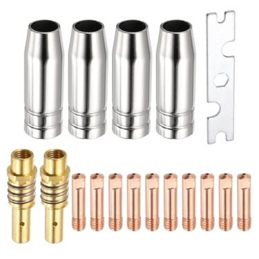 Imagem de HARFINGTON Kit de pistola de solda MIG, 17 peças, difusor de bico de ponta de contato, acessório de substituição MIG com suporte de conexão e chave inglesa para tocha de soldagem MB15 15AK