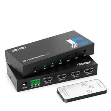 Imagem de JCHICI Hdmi Switch 3 Em 1 Saída 4K@60Hz, 4 Portas Hdmi Switcher Selector Com Controle Remoto, Suporte Hdcp 2.2 Hdr 10+ Dolby Vision/Atmos 18Gbps Cec Para Apple Tv Jogo Pc Ps4 5 Pro Xbox Roku