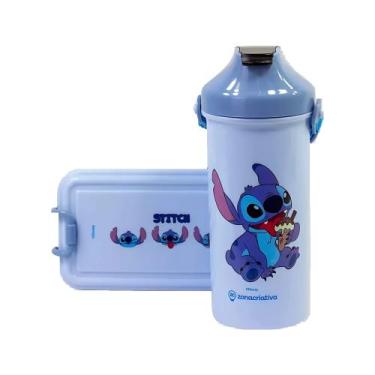 Imagem de Kit Lunch Box Stitch Marmita Infantil com Talher e Garrafa Zona Criati