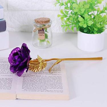 Imagem de Flor de Ouro 24k, Rosa Longa, Folha de Ouro, Alumínio Decoração Rosa Presente Gold Foil Rose Rose Rose Artificial Com Stand & Box, Gifts Românticos para o Dia Dos Namorados,