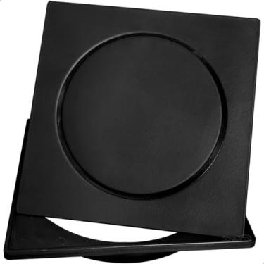 Imagem de Dona D Cor, Ralo Click Preto Inox 15x15 E Porta Grelha De Plástico Quadrado Kit Banheiro Box Caixilho Suporte Ralo Tampa Caixa Sifonada Ralo Inteligente 15cm
