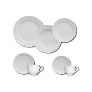 Imagem de Aparelho de Jantar, Chá e Sobremesa 42 Peças Germer Chevron em Porcelana – Branco