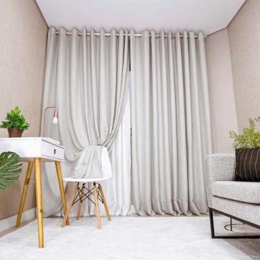 Imagem de Cortina Voil Gaze De Linho 2,60x2,30 Para Varão Com Ilhós Sala ou Quar