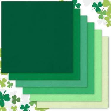 Imagem de Whaline Guardanapo de coquetel verde de 120 folhas, 2 camadas, guardanapos de papel do dia de São Patrício, gradiente, verde, descartáveis, para suprimentos de festa de fim de ano irlandeses