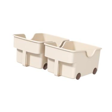 Imagem de WeiLaiKeQi 2x Organizador de armário de cozinha Recipiente de armazenamento com alça Organizador de mesa com rodas Caixa de armazenamento para geladeira e