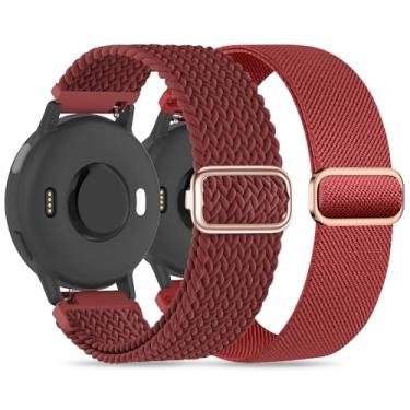 Imagem de Pacote com 2 pulseiras de nylon compatíveis com Garmin Vivoactive 6/5/3/Forerunner 570 42 mm/165/55/645/245, pulseiras de nylon elástico macio de 20 mm de substituição para Garmin Venu/Venu Sq/Venu Sq