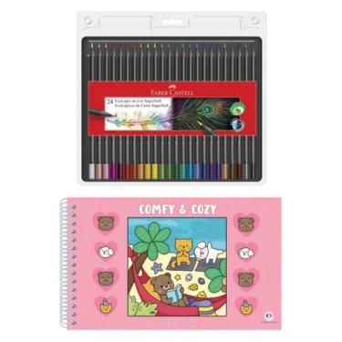 Imagem de Kit Lápis de Cor Faber-Castell SuperSoft 24 cores + Livro De Colorir C