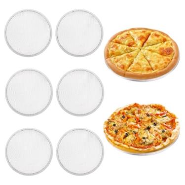 Imagem de BUWUSMU 8 peças de panela de pizza de 20 cm com furos, tela de pizza de malha redonda sem costura, bandeja de pizza para forno, antiaderente, assadeira, cozinha, padaria, restaurante, churrasco,