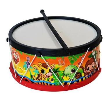 Imagem de Tamborzinho musical de brinquedo para criança Tambor diversão baqueta 