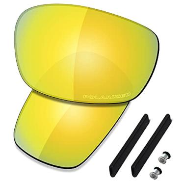 Imagem de SAUCER Lentes de reposição premium e kits de borracha para Oakley Jawbone Racing Jacket | Jawbone Racing Jacket Low Bridge Fit Óculos de sol de alta definição - Ouro 24K polarizado