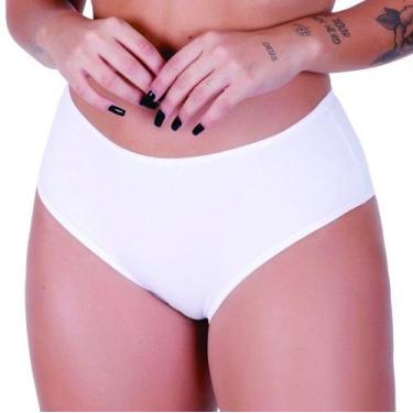 Imagem de Calcinha Cintura Alta Feminina Clamar Cotton 3403, GG, Branco