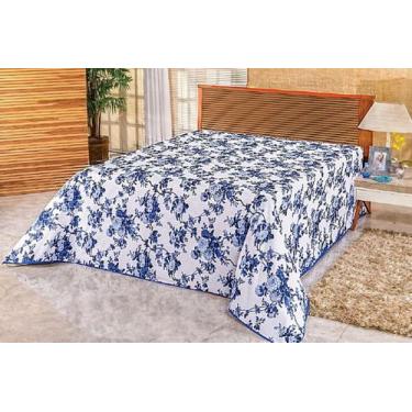 Imagem de Cobre Leito Colcha Avulso Piquet Estampa Floral Azul Solteiro - LM Det