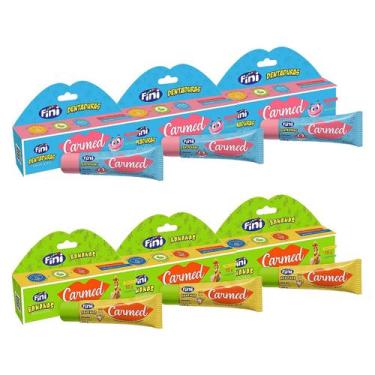 Imagem de Kit 6 Unidades Hidratante Labial Carmed Fini 3 Bananas e 3 Dentaduras 
