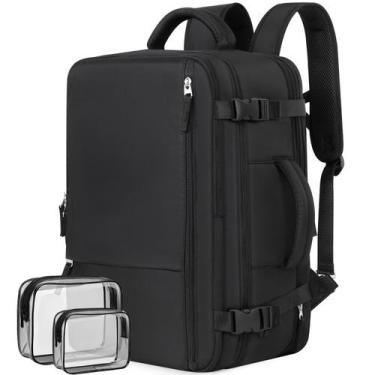 Imagem de Mochila de viagem para laptop Rinlist Carry On 17,3" preta impermeável