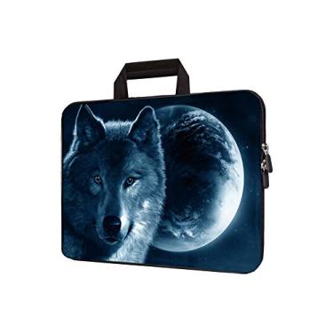 Imagem de Bolsa de transporte de neoprene para laptop de 15 polegadas, capa para Chromebook, Ultrabook, capa de viagem para tablet com alça de zíper, capa para transporte de netbook/laptop de 14 15 e 15,4
