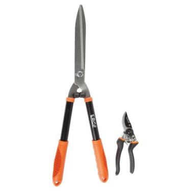 Imagem de Kit Tesoura Poda Grama 2 Peças, Preto/Laranja - Ergo