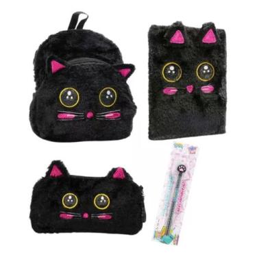 Imagem de Kit Mochila Infantil Escola Caderno Estojo Pelucia Unicornio - polibri