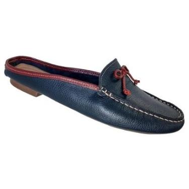 Imagem de Mocassim Mule Feminino Couro Legítimo Azul Marinho-Feminino