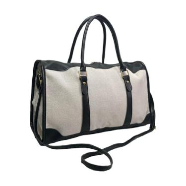 Imagem de Augbunny Bolsa feminina de couro Canvas Meet Bolsa tiracolo com alça para compras, viagem, esportes, academia, bolsa, Preto, Small