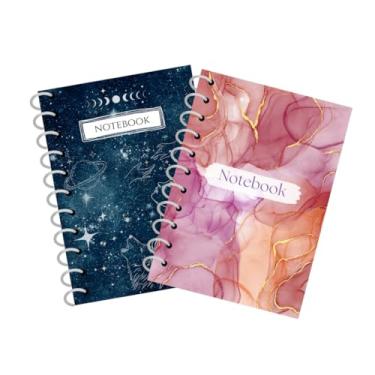 Imagem de Caderno Pautado Mármore Rosa A5 100 Folhas Papel 90g The Modern Girl Shop (2, 1 Azul e 1 Rosa)