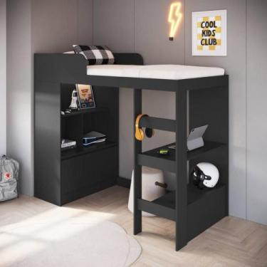 Imagem de Cama Solteiro 193,5cm Balcão com Porta Estante e Prateleiras - Art In 