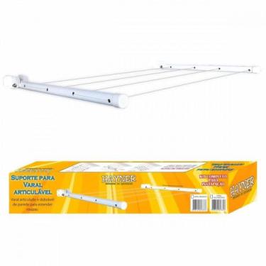 Imagem de Varal Dobravel Hayner Parede Branco 50Cm 93836, Branco