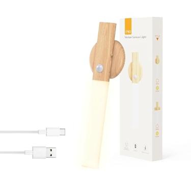 Imagem de AVEKI Luz noturna com sensor de movimento para ambientes internos operados por bateria, luminária magnética removível de parede, recarregável, sem fio, mini lâmpada portátil para quarto, escada