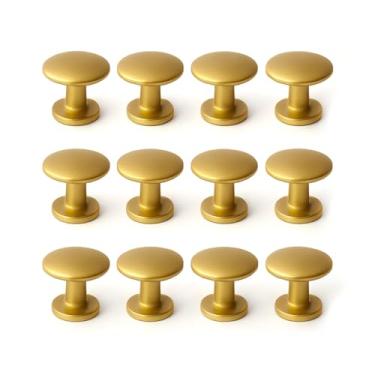 Imagem de Kit 12 Puxadores Porta Ponto Dourado Fosco Metal Redondo Móveis Gaveta Guarda Roupa Armário Cozinha Banheiro + Parafusos